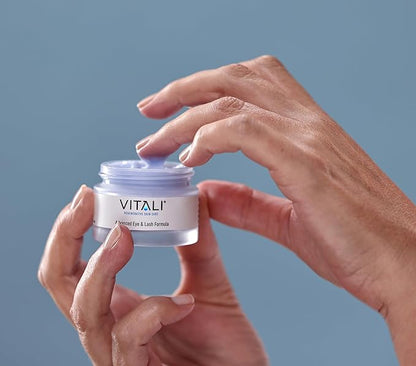Vitali Advanced Eye & Lash Formula: Premium Age Reducing Copper Peptide Skincare for Longer Lashes and Fuller Eyebrows, Reduces Dark Circles and Puffy Eyes - 2 oz.