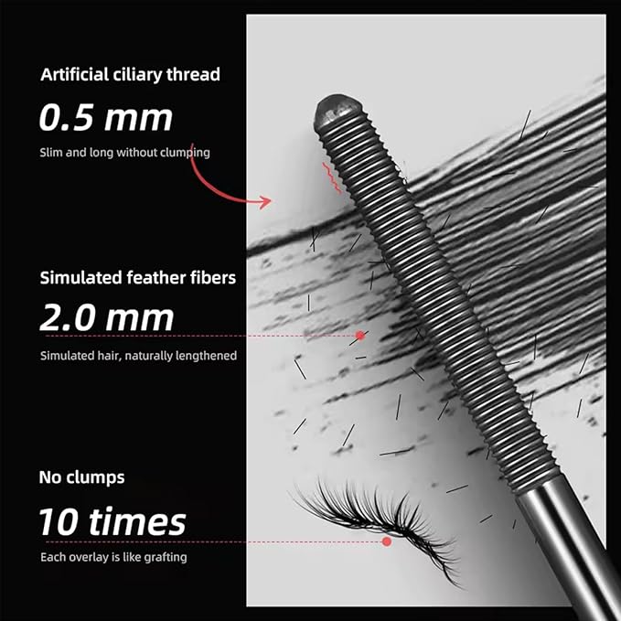 2025 Upgraded Waterproof Metal Wand Mascara，Black Washable Metal Mascara Wand，Steel Tube Mascara Primer，Super Voluming Lash Extensions，Long Lasting Smudge-Proof No Flaking-1pc