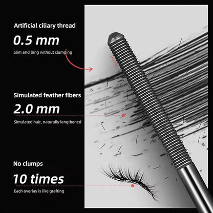 2025 Upgraded Waterproof Metal Wand Mascara，Black Washable Metal Mascara Wand，Steel Tube Mascara Primer，Super Voluming Lash Extensions，Long Lasting Smudge-Proof No Flaking-1pc