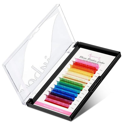 Beauty7 Colored Lash Extensions Rainbow Classic D+ Curl 0.05mm Thickness 13mm Dramatic Eyelashes Ombre 12 Colors