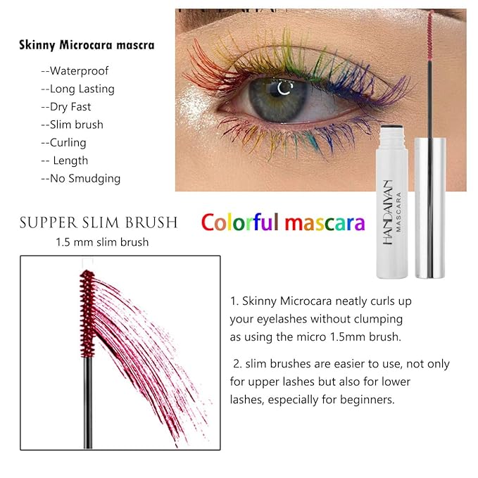 GL-Turelifes 12 Color Mascara - Charming Longlasting, Thick & Long Eyelash, Waterproof & Smudge-proof Eyes Makeup (Pink)