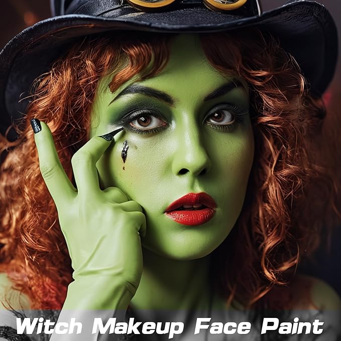MEICOLY Light Green Face Body Paint(2.37Oz),St Patrick's Day Face Paint Makeup Accessories,Lime Green Face Paint for Camouflage Hunting Hulk Gamora,Halloween SFX Witch Makeup