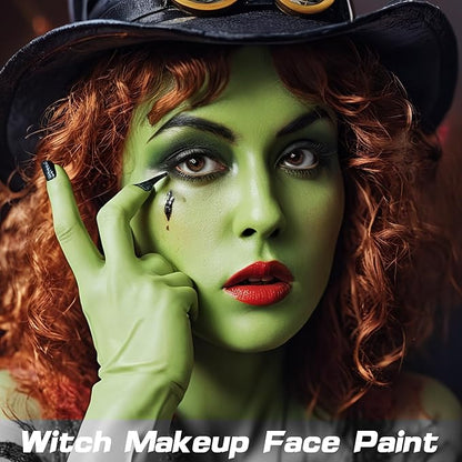 MEICOLY Light Green Face Body Paint(2.37Oz),St Patrick's Day Face Paint Makeup Accessories,Lime Green Face Paint for Camouflage Hunting Hulk Gamora,Halloween SFX Witch Makeup