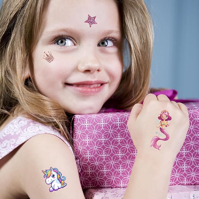 Tattoos for Kids, 350+ Mixed Styles (37 Sheets) Temporary Tattoos Stickers Set Gift for Girls and Boys, Space Dinosaur Animals Butterfly Tattoos for Kids Birthday Party Supplies