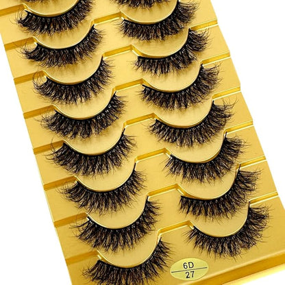HBZGTLAD Soft Mink Eyelashes 3D Curl Winged End Eye Elongated Fake Lashes Thick Handmade Natural False Eyelash Messy Cross Lash Wholesale (6D27)