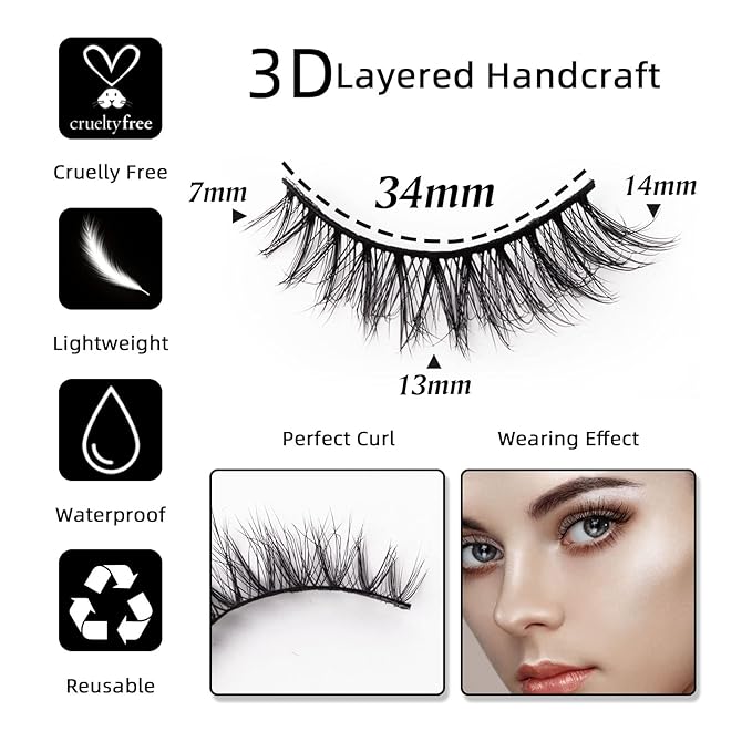 Cat Eye Natural Lashes Wispy False Eyelashes Short Fluffy Fake Lashes - 7 Pairs, ZG68