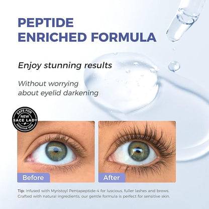 SACE LADY Eyelash Growth Serum for Longer Thicker and Fuller Lashes, Lash & Brow Enhancing Serum with Natural & Gentle Formula No Darken Eyelids, Eyelash Extensions 3ml