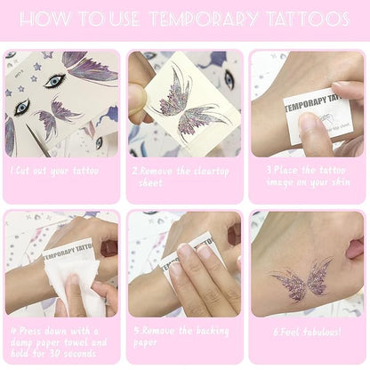 37 PCS Glitter Birthday Party Temporary Face Tattoo For Kids Fake Tattoos Stickers For Birthday Parties Suitable For Boys And Girls Cards Gift Party Decorations Birthday Surprises