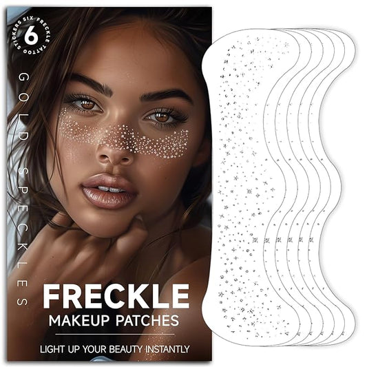 Glitter Freckles Face Tattoo - Silver Freckles Temporary Tattoos, Body Face Glitter for Women Girls, Cute Star Makeup Sparkle Patches Makeup Accessories for Festival Rave Parties, Silver 6 Pcs