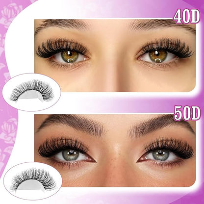 Yawamica Lash Clusters 40D+50D Fluffier Volume Individual Lashes Wispy Eyelash Clusters D Curly Natural Lash Extension 10-16mm Cluster Eyelash Extensions 280pcs for DIY Lash at Home