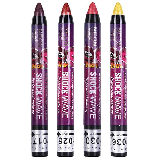 Vtrem 4 Colors Purple Red Brown Gold Shimmer Glitter Eyeshadow Pen Lip Pen 2-in-1 Lying Silkworm Highlighter Eye Shadow Pen Waterproof Long Lasting Eye Shadow Set Pen Eyeliner Kit