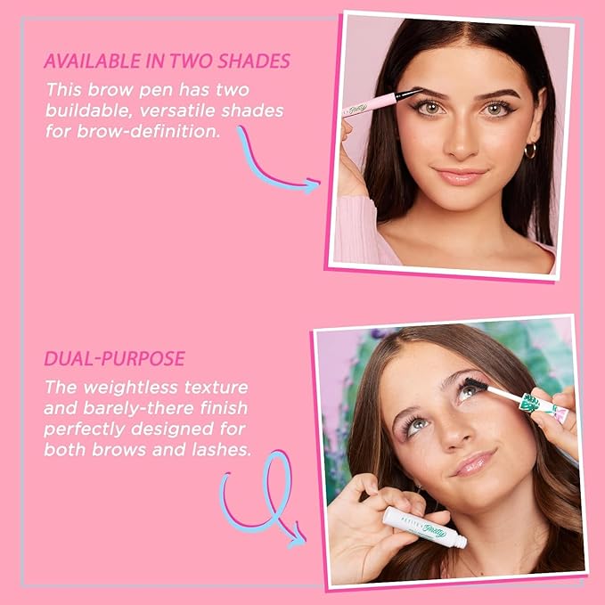 Petite 'n Pretty Best in Brow Makeup Kit - Featherlight Clear Mascara & Brow Gel, Eyebrow Pencil & Makeup Bag for Kids, Tweens and Teens – Natural, Clean, Non-toxic - Made in USA (Dark)