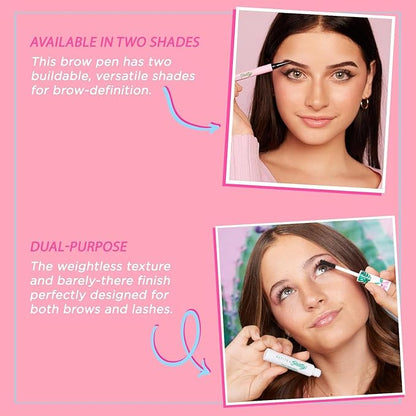 Petite 'n Pretty Best in Brow Makeup Kit - Featherlight Clear Mascara & Brow Gel, Eyebrow Pencil & Makeup Bag for Kids, Tweens and Teens – Natural, Clean, Non-toxic - Made in USA (Dark)