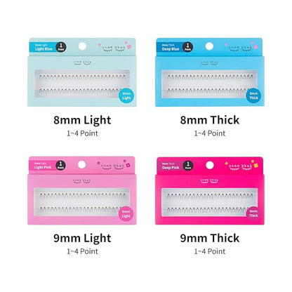 CCAMBBAK Original Looks So Natural False Eyelashes Handmade Lightweight Individual Lashes Extension Lengthening Wisps - Featherlight Synthetic Reusable (10mm Light (Brown), 4 Point)
