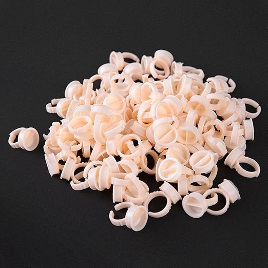 HURRISE 100pcs Cup Rings, Silicone Semi-Permanent Rings, Nail Art Adhesive Glue Holders, Palette for Eyelash Extension, Nail Art, Tattoo (L)