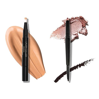 LAURA GELLER NEW YORK Waterproof Eye Spackle Eyeshadow Primer + Swipe-n-Line Dual-Ended Eyeshadow and Eyeliner Stick, Classic (Onyx/Champagne)