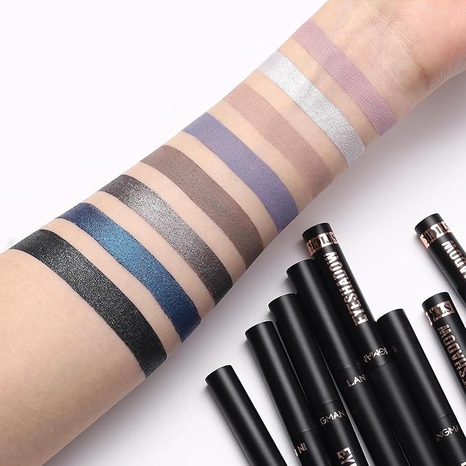 BestLand 8 Pcs Cream Eyeshadow Stick, Highlighter Makeup Stick Set Long-Lasting Waterproof, Crease-proof, Blendable Eye Shadow Applicator Sticks Eyeliner Pen Eye Makeup (Color Set C)
