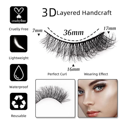 Natural False Eyelashes Fluffy Wispy 3D Faux Mink Lashes Pack Fake Lashes Strip - 7 Pairs, Z06