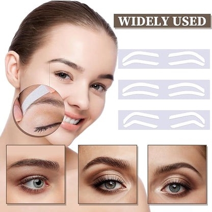 24Pairs Eyebrow Stencil Stickers Disposable, Adhesive Eye Brow Stencils for Women, 3Shapes Eyebrow Tape Strips, Airbrush Eyebrow Stencils Mapping Shaping Guides Brow Template for Tinting Makeup