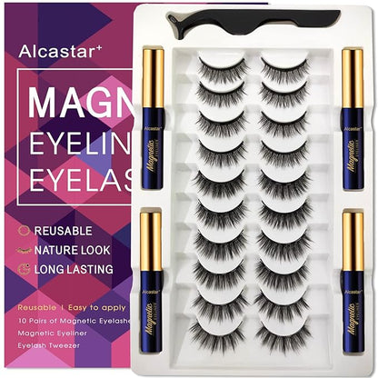 Magnetic Eyelashes with Eyeliner Kit - magnetic lashes and eyeliner - updated 3D natural looking,long-lasting,10 pairs KIT 011 ATZ1004A1+01 0
