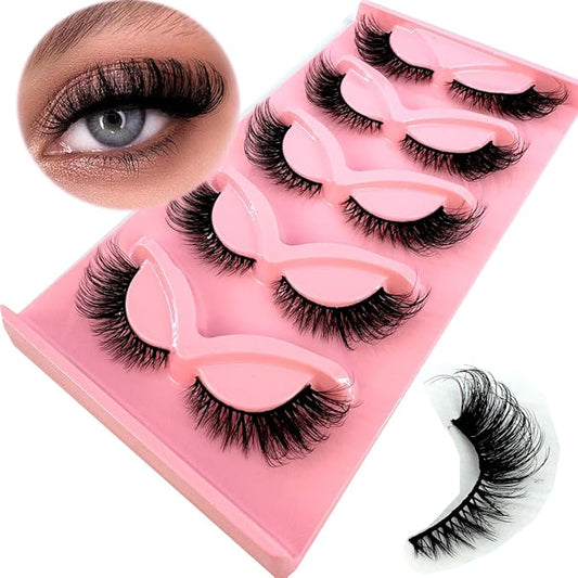 HBZGTLAD New 3D Cat-Eye Mink Eyelashes Curled Winged Natural Realistic Messy End Eye Elongated Thick False Eyelashes Soft Fake Eyelashes (V2)