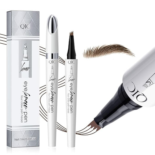 Upgraded Microblading Eyebrow Pen, 4-Fork-Tip Magical Eyebrow Pencil, 3D Natural Hair-Like Brows Makeup, Waterproof & Long-Lasting for All Day, Christmas Gift for Mom Wife or Girlfriend, Light Brown