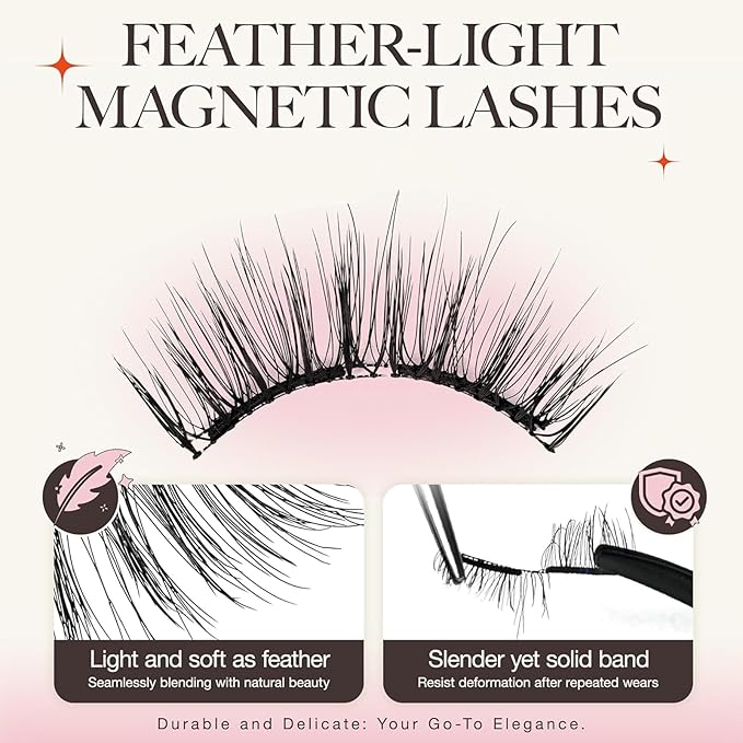 Giani Magnetic Lashes,Magnetic Eyelashes with applicator Natural Look,Reusable No Glue Needed Soft Eyelashes Kit,Lightweight & Waterproof, 3D Soft Flex,Easy to Apply,for All-Day Wear (Photogenic)
