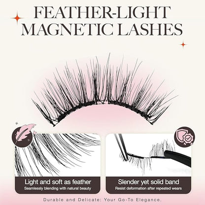 Giani Magnetic Lashes,Magnetic Eyelashes with applicator Natural Look,Reusable No Glue Needed Soft Eyelashes Kit,Lightweight & Waterproof, 3D Soft Flex,Easy to Apply,for All-Day Wear (Photogenic)