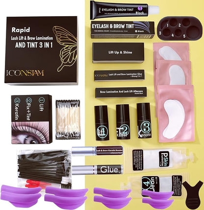 Lash Lift and Brow Lamination with Black T-i-n-t, Rapid 5 Minute Eyelash and Eyebrow Lifting Make Eyes Visible and Voluminous for 6 Weeks More Than 15 lash Lift/D-Y-E Times (Black Lash&Brow Lift)