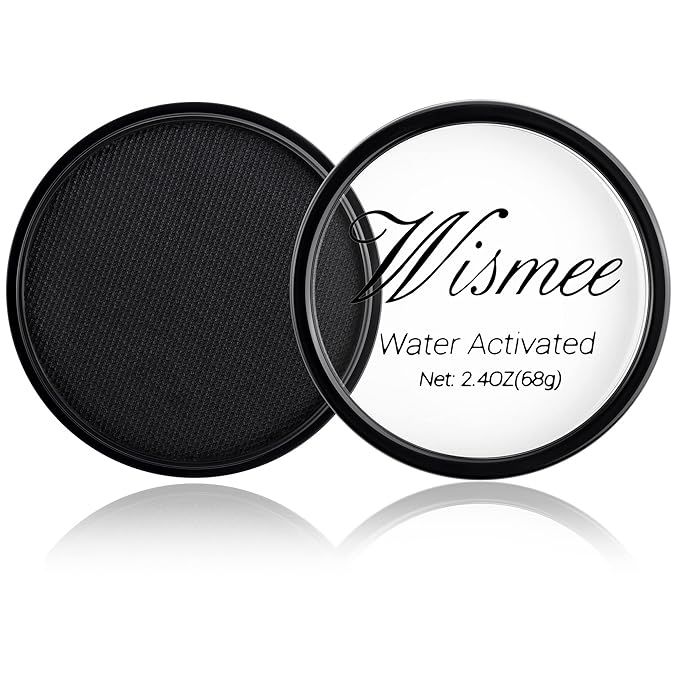 Wismee Professional Face Paint Body Paint, Water Based Body Paint Full Coverage for Adults Children Cosplay Corpse Bride SFX Costumes Festivals Makeup-Black