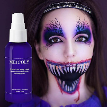 MEICOLY Cream Dark Blue Face Body Paint,2.1Oz Smudge-Proof Face Paint,Water Based Washable Body Paint for Adults and Kids,Halloween SFX for Smurf Mystique Cosplay Avatar Makeup