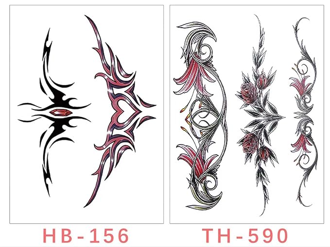 types of flowers, sexy temporary tattoo stickers and fake tattoos that look real and last long are suitable for girls, women or adults(6 * 8.3 inches,29 sheet temporary tattoo stickers)