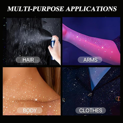 Body Glitter Spray for Hair and Body, Hairspray for Clothes, Long-Lasting Body Shimmer Spray Suitable for Stage, Festival Rave and Makeup Prom 2.11 Fl Oz