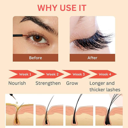 Belle Beauty Eyelash Growth Serum, Longer Looking Eyelashes, Lash Enhancing Serum, for Natural Lashes and Lash Extensions, 3ML/0.11 fl oz