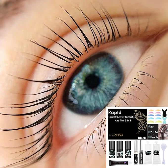 Lash Lift and Brow Lamination with Black T-i-n-t, Rapid 5 Minute Eyelash and Eyebrow Lifting Make Eyes Visible and Voluminous for 6 Weeks More than 15 lash Lift /D-Y-E applications (Lash&Brow Lift with Black Color)