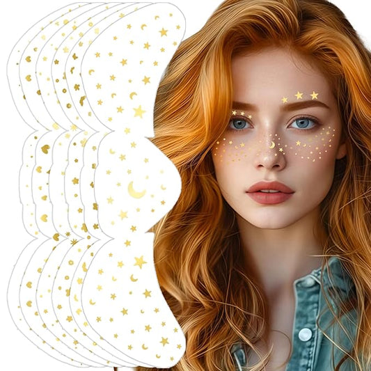 Glitter Freckles Sparkle Freckles Gold Faux Freckles Face Tattoos - Waterproof for Women Kids with Makeup Patches Freckle Styles