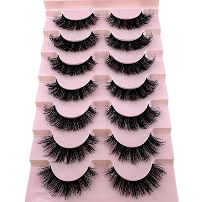 HBZGTLAD New 7 Pairs False Eyelashes Wispy Lashes Natural Look Fake Eyelashes Cat Eye Lashes Faux Mink Fluffy Strip False Lashes Pack (GT-7)