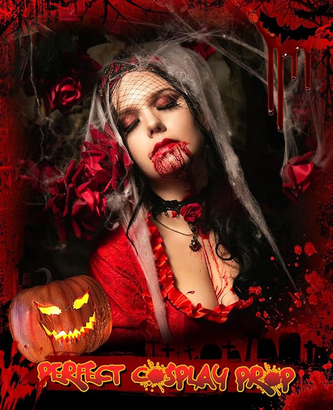 Fake Blood Spray Halloween Party Favors Washable Makeup Kit Zombie Vampire Accessories Costumes for Woman Skin Friendly Girls