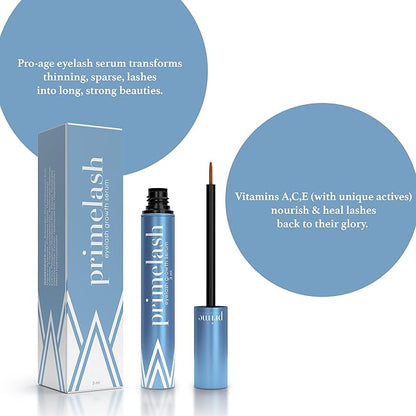 PrimeLash Growth Serum for Women Over 50 – Grow More Lashes – Thick, Strong, Lifted – in 1 Swipe a Night, Vitamin Infused, For Sensitive Eyes