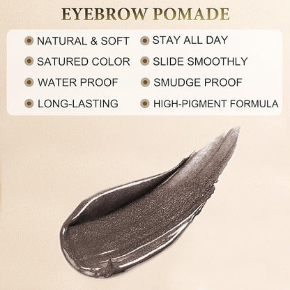 Eyebrow Pen Makeup Kit, with 4 Tip Waterproof Microblading Eyebrow Pencil, Eyeliner, Eyebrow Pomade and Dual-ended Eyebrow Brush, Brow Pencil Eyebrow Kit for Natural Looking - Dark Coffee