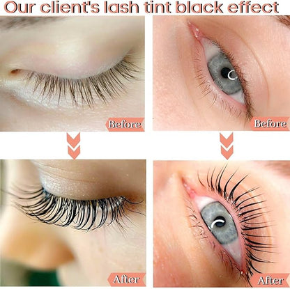 Eyelash D-y-e Kit Black at Home, Eyebrow Lash T-in-t Lasting Black Color 8 Weeks Professional Training Lash Coloring Kit Treatment Only Takes 30 Minutes(Black d-y-e kit-15ml)