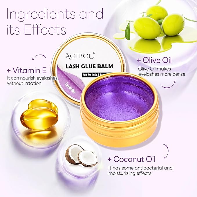 Lash Lift Glue Balm Eyelash Lifting Perm Lavender Strong Hold Lash&Brow Perm Glue Balm Brow Adhesive Powerful Sticky Brow Lamination 0.35Oz/10G