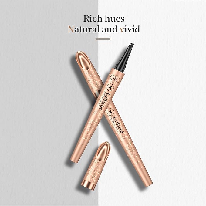 Eyebrow Pencil, Microblading Eyebrow with 4-Fork Tip Magic Brow Tattoo Pencil for Women, Waterproof, Long Lasting Eyebrow Makeup (Grey)