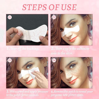 Glitter Freckles Face Tattoo, Glitter Freckles,Sparkle Freckle Temporary Tattoo, Glow Up Makeup Patches,Festival Birthday Shimmer Party Supplies, Cute Glitter Makeup Accessories 12PCS(Rose Gold)