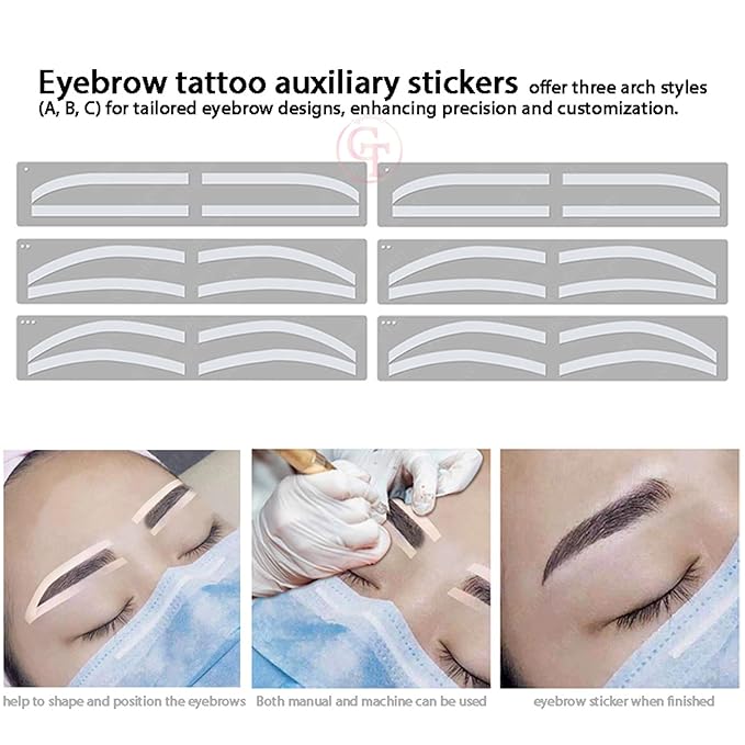 6 Pairs Eyebrow Tattoo Auxiliary Stickers Disposable Adhesive Eyebrow Template Sticker Women Disposable Adhesive Eyebrow Template Sticker (6 Pairs Sticker+1 Black Brow Pencil)