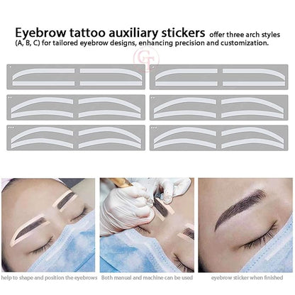 6 Pairs Eyebrow Tattoo Auxiliary Stickers Disposable Adhesive Eyebrow Template Sticker Women Disposable Adhesive Eyebrow Template Sticker (6 Pairs Sticker+1 Black Brow Pencil)