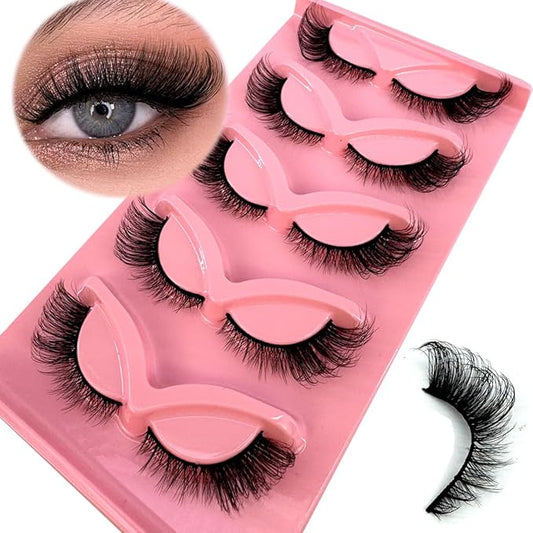HBZGTLAD New 3D Cat-Eye Mink Eyelashes Curled Winged Natural Realistic Messy End Eye Elongated Thick False Eyelashes Soft Fake Eyelashes (V11)