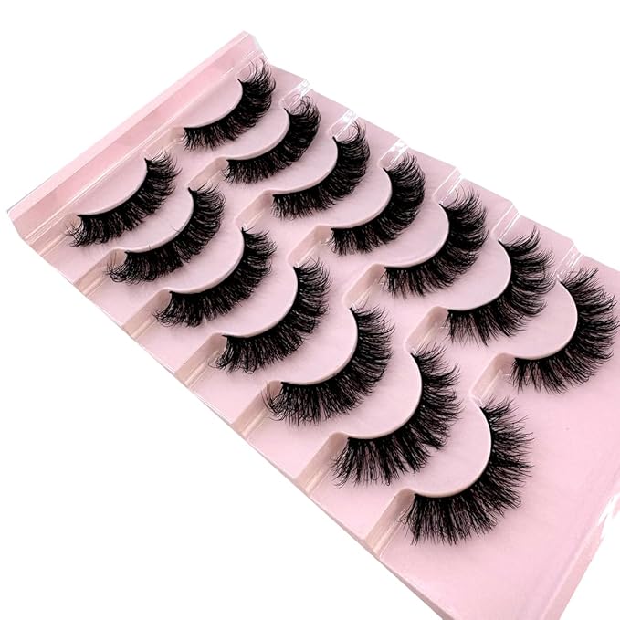 HBZGTLAD New 7 Pairs False Eyelashes Wispy Lashes Natural Look Fake Eyelashes Cat Eye Lashes Faux Mink Fluffy Strip False Lashes Pack (GT-7)