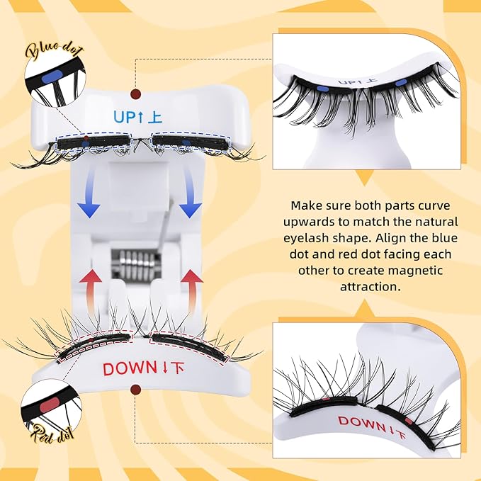 QUEWEL Soft Magnetic Eyelashes, Reusable No Glue Needed Magnetic Eyelashes Kit with Applicator Lash Clusters Kit without Eyeliner Easy to Wear and Remove (G-RC01)