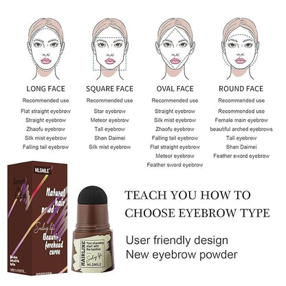Eyebrow Stamp Stencil Kit,One Step Brow Stamp Shaping Kit, 3 in 1 Hairline Shadow Powder with 24 Reusable Eyebrow Stencils Hair Root Dark Brown